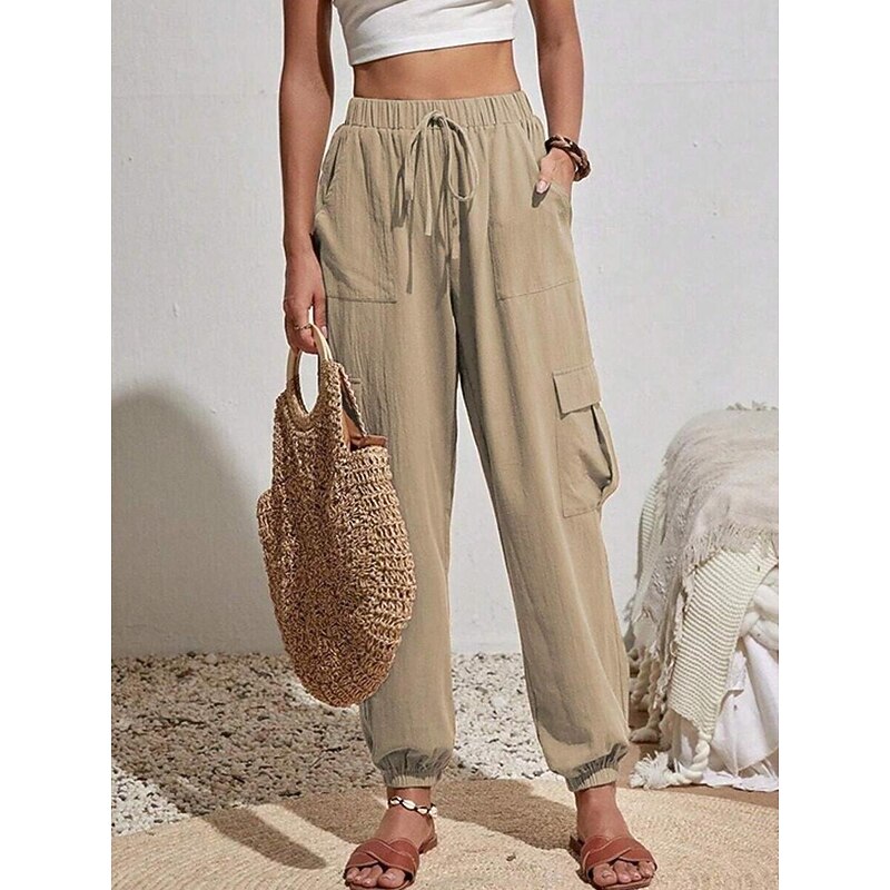 Women's Normal Slacks Pants Trousers Harem Pants Fashion Stylish Full Length High Waist Solid Color Street Casual Daily Black Pink Blue Khaki Summer Spring Fall Winter2