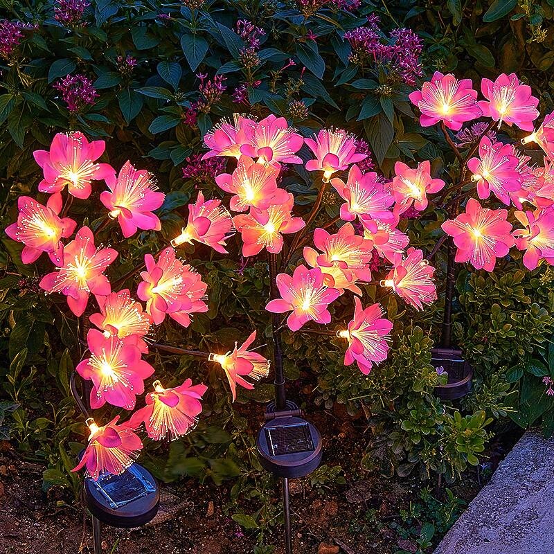LED Simulation Flower Solar 8 Modes Lawn Light Camellia Flower Light Outdoor Waterproof Garden Light Villa Park Yard Lawn Walkway Landscape Decoration 1/2Pcs2