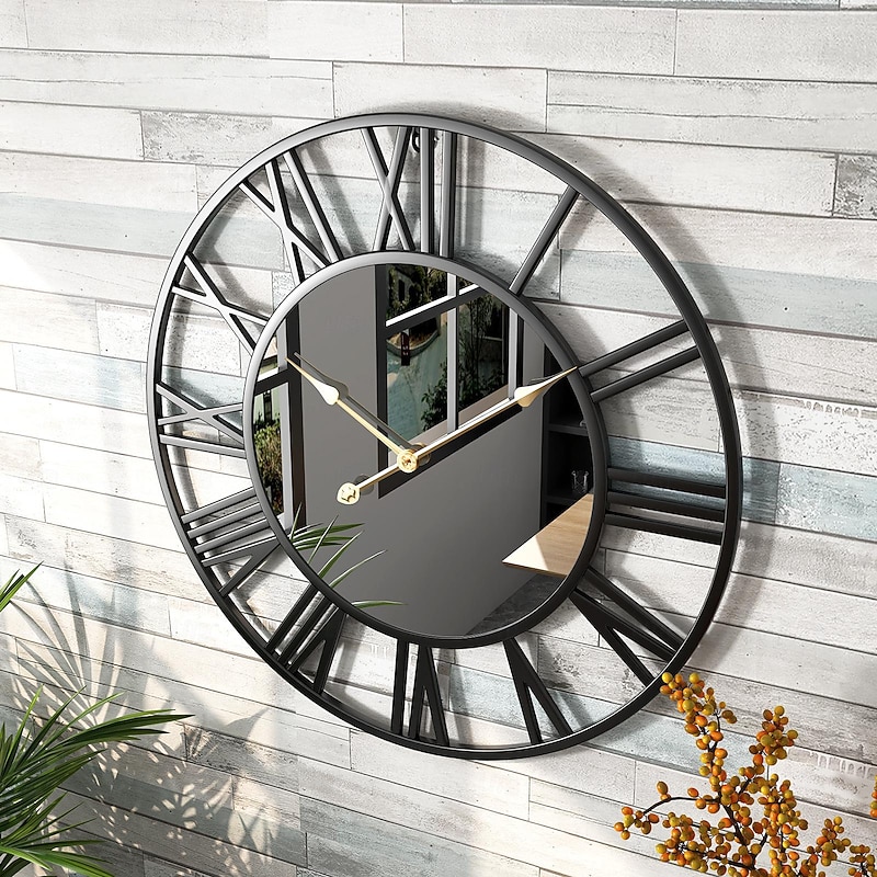 Scandinavian Modern Wind Creative Roman Numerals Mirror Fashion Wall Clock Bedroom Study Decorative Clock Hanging Wall Clock 40cm 50cm4