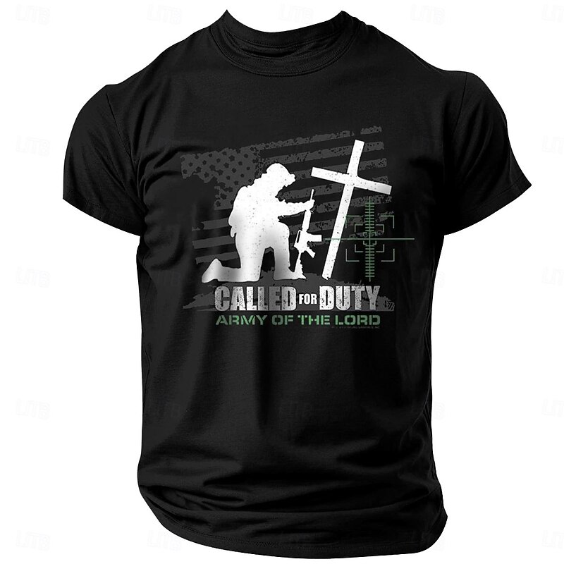 Men's Quotes & Sayings Cross Letter Print T Shirt Tee Top 100% Cotton Short Sleeve Graphic Shirt Black Dark Blue Comfortable Tee Street Sports Outdoor Fashion Designer Clothing4