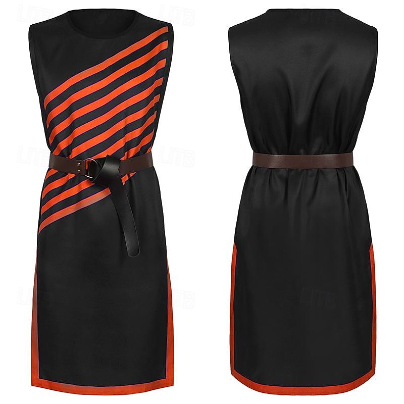 Vintage Medieval Renaissance Shirt Tunic Pirate Viking Crusader Striped Round Neck Fancy Dress Men's Viking Fantasy Halloween Carnival Masquerade Event / Party Stage LARP Adults' Shirt3