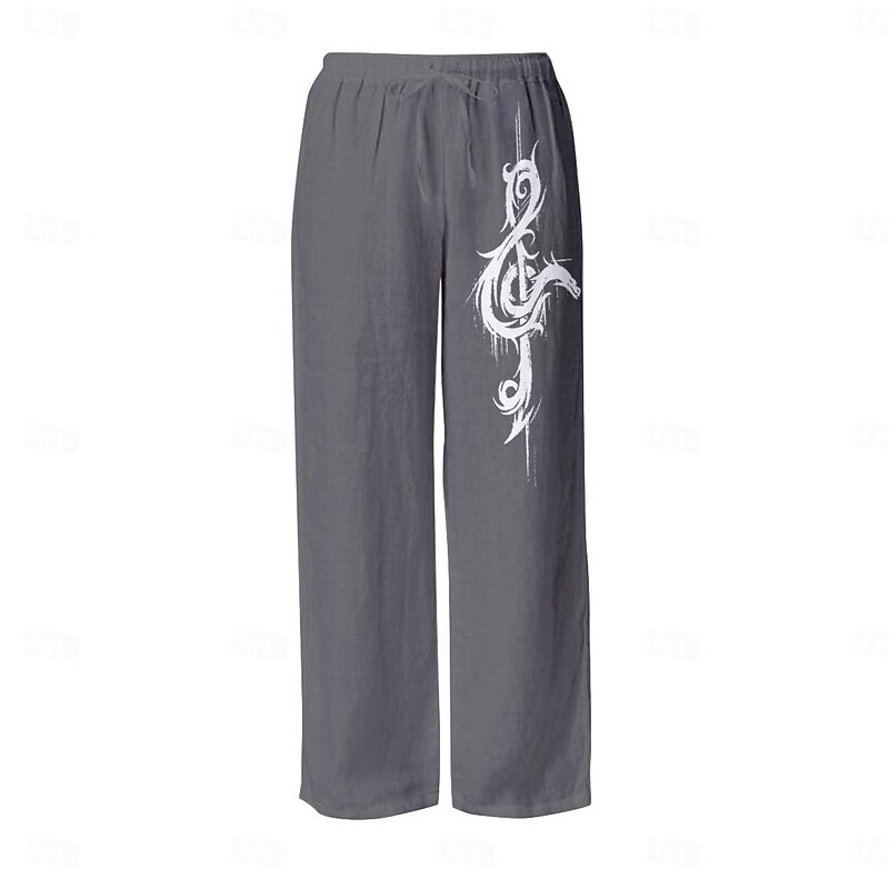 Men's Animal Turtle Linen Pants Baggy Pants Mid Waist Hawaiian Casual Outdoor Streetwear Elastic Waist Spring &  Fall Fall & Winter Black White Blue4