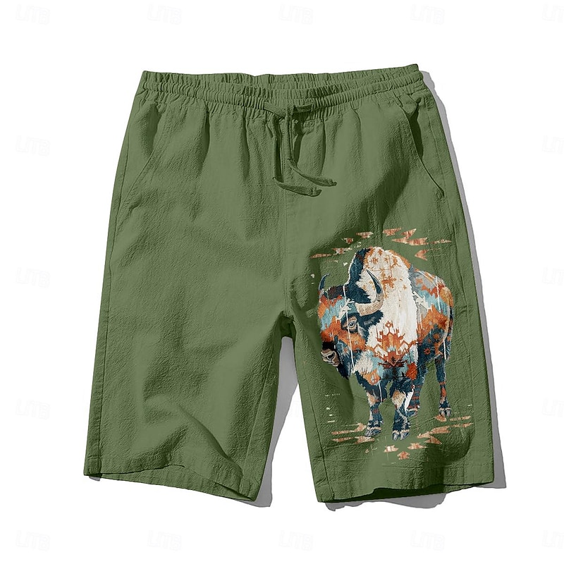 Men's Animal Cow Shorts Summer Shorts Beach Shorts Mid Waist Hawaiian Casual Outdoor Holiday Going out Drawstring Elastic Waist Print Designer Clothing Apparel2