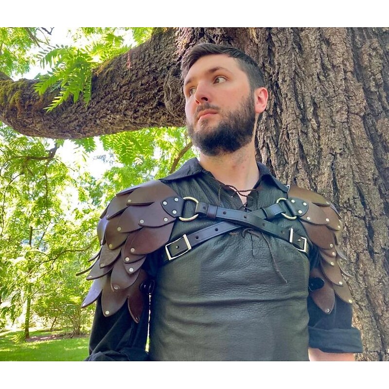 Retro Vintage Medieval Renaissance Armor Chemise Shoulder Armor Warrior Viking Fancy Dress Men's Masquerade LARP Adults' Shoulder Armor All Seasons2