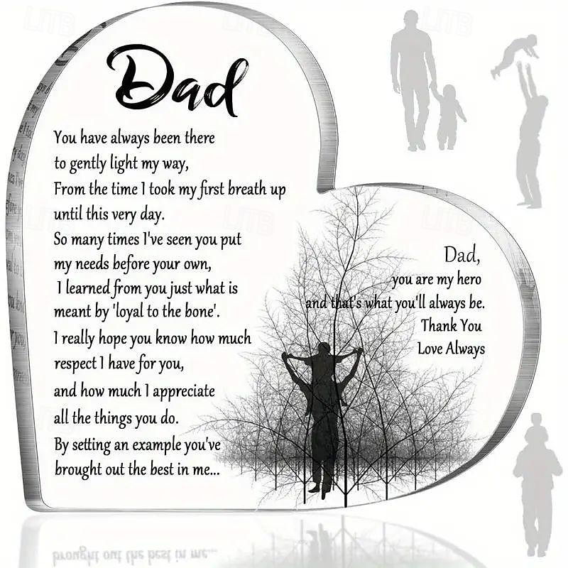 Father's Day Gift For Dad Acrylic Heart Sign Gift Sympathy Thankful Quote Blessed Wish Memorial Gift Table Centerpiece Decor From Son Daughter For Fat