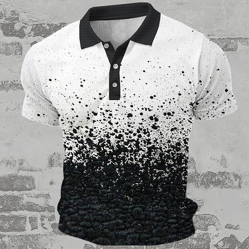 Men's Graphic Golf Shirt Short Sleeve Polo Shirts Collared Shirts Casual Vacation Wear Party Outfits Buttons 3D Print Summer Spring Black Blue Green