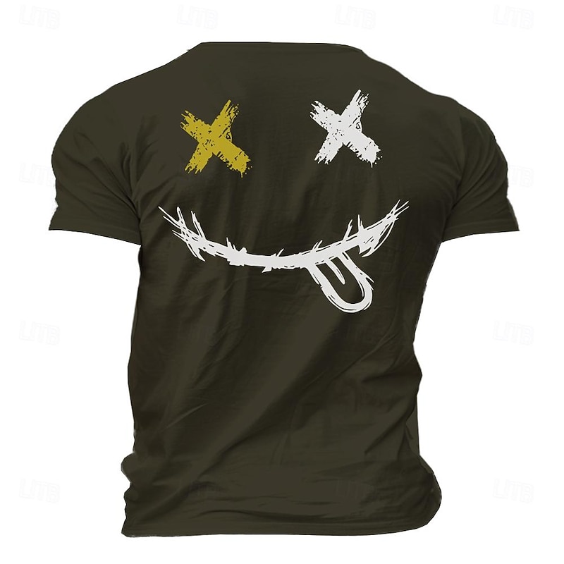 Men's Grimace Emoji Face T Shirt Short Sleeve T shirt 3D Print Crew Neck Shirt Fashion Designer Athleisure Street Casual Daily Heather Gray Dark Green Green Summer Spring Clothing Apparel S M L XL4