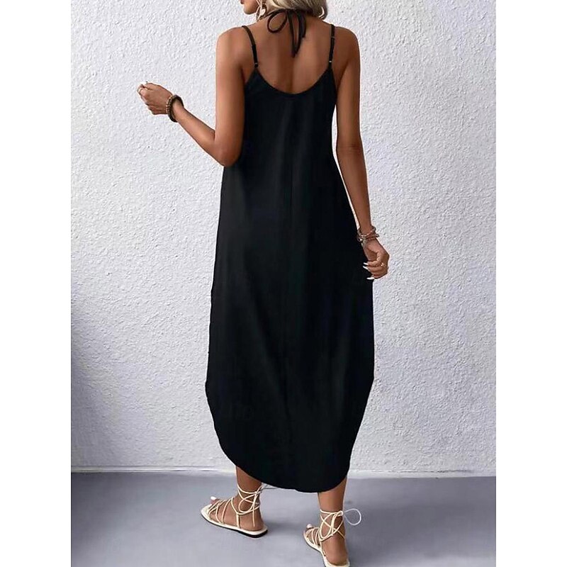 Women's Maxi Dress Black Dress Casual Dress Cocktail Dress Formal Dress Streetwear Maxi Casual Vacation Street Holiday Regular Fit Sleeveless Strap Black Wine Navy Blue Army Green Summer2