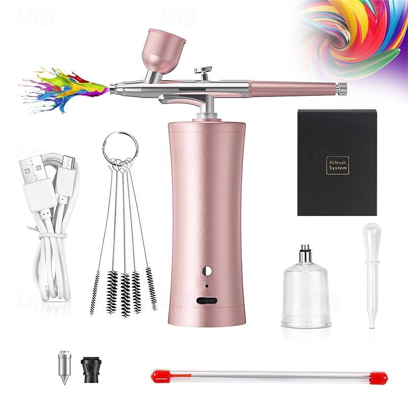Compact Rechargeable Airbrush Kit  USB-Powered Precision 0.3mm Tip Portable for Makeup Tattoos Artistry Crafting