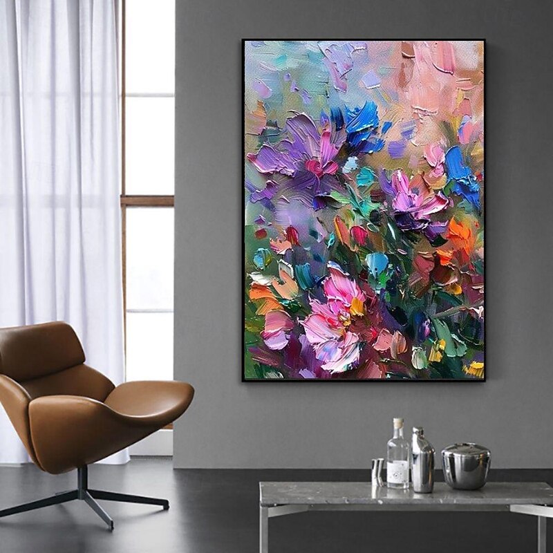 Handmade Oil Painting Canvas Wall Art Decoration Abstract Flowers for Home Decor Rolled Frameless Unstretched Painting2