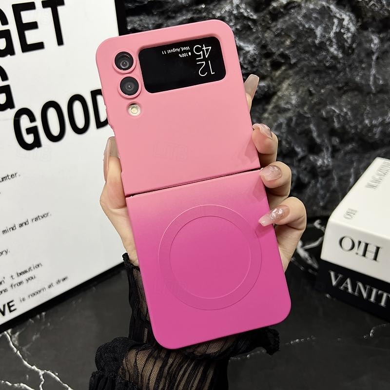 Phone Case For Samsung Galaxy Z Flip 6 Z Flip 5 Z Flip 4 Z Flip 3 Back Cover Support Wireless Charging Shockproof Color Gradient TPU4