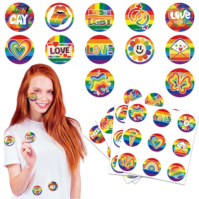 Rainbow Halloween Sticker LGBT LGBTQ Gay Lesbian Adults' Men's Women's Masquerade Pride Parade Pride Month Easy Halloween Costumes Dress Up3