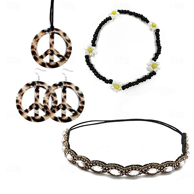 Retro Vintage 1970s Disco Cosplay Costume Necklace Headband Fancy Dress Women's Girls' Kings Day Halloween Carnival Masquerade Party / Evening Holiday Pride Parade Teen Adults' More Accessories All2