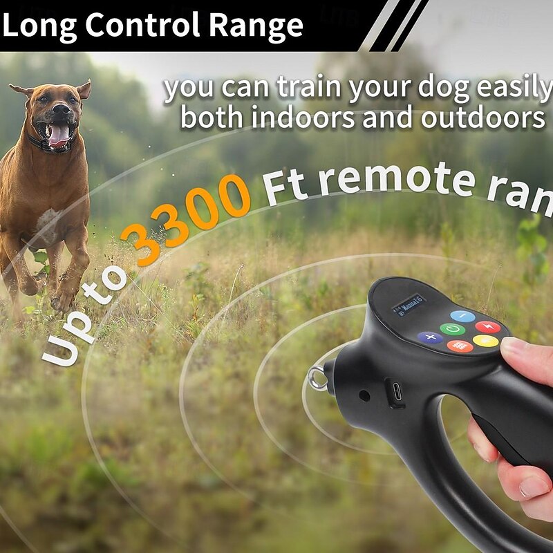 2 In 1 Function Dog Training Collar & Anti Tugging Pulling Dog Leash IPX7 Waterproof &Training Beep Vibration Shock 9 Level Collar3