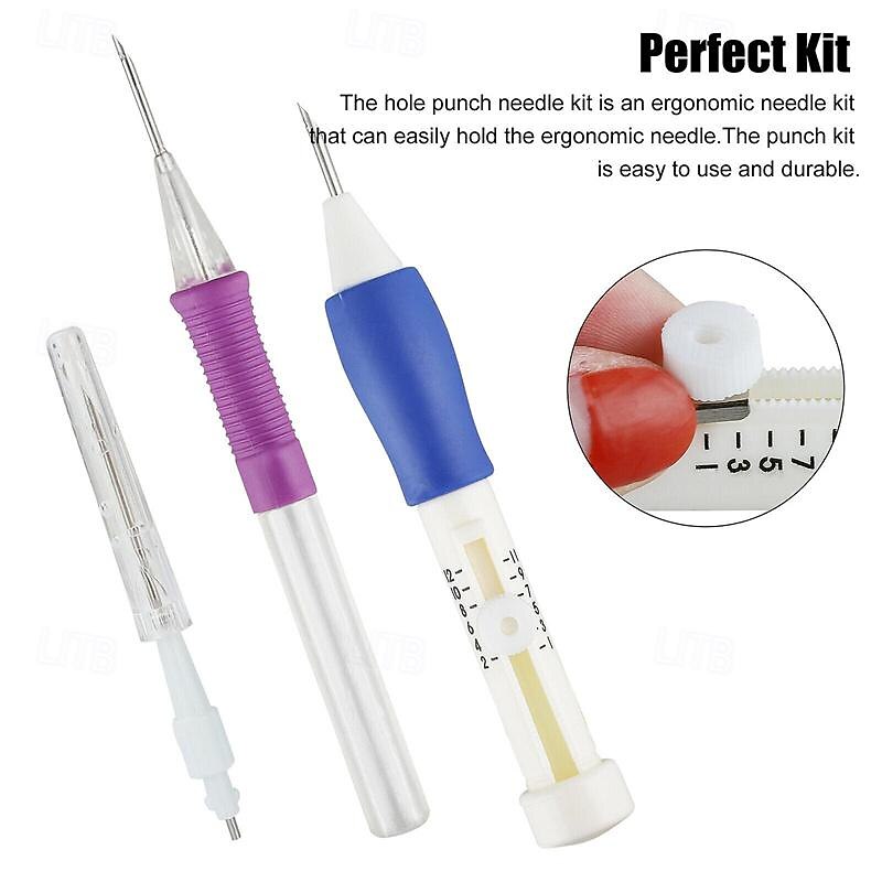 DIY Punch Needle Magic Embroidery Pen Set Stitching Thread Tool Sewing Craft Kit3
