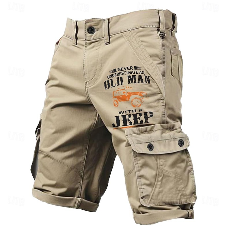 Men's Cargo Shorts Multiple Pockets Old Man Letter Printed Outdoor Short Sports Outdoor Classic Micro-elastic Shorts3