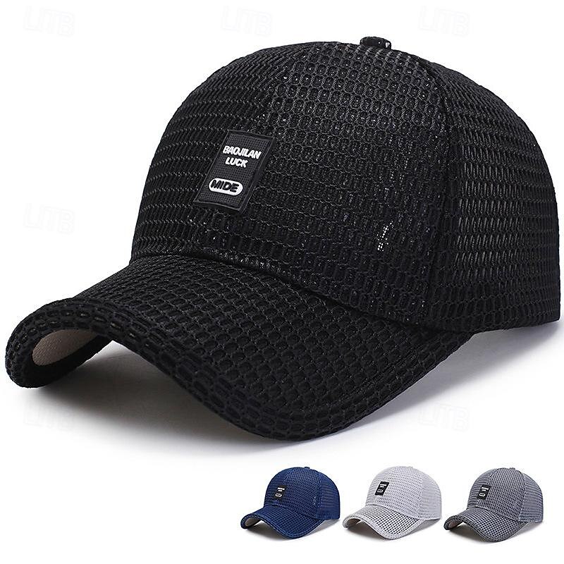 Men's Baseball Cap Sun Hat Trucker Hat Black Blue Polyester Mesh Fashion Casual Street Daily Plain Adjustable Sunscreen Breathable