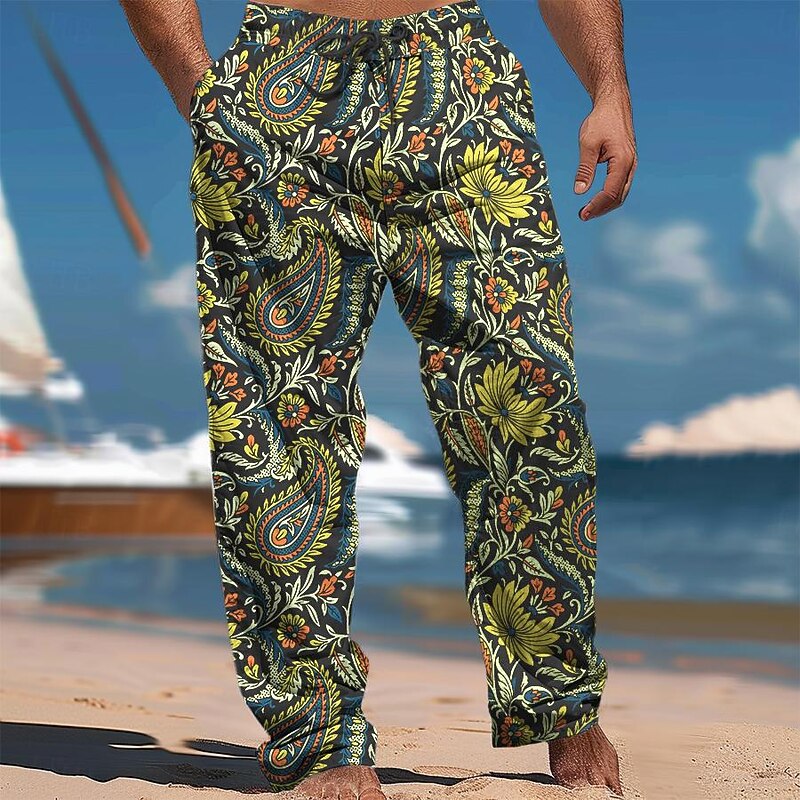 Men's Hawaiian Pants Trousers Outdoor Holiday Vacation Relaxed Fit Micro-elastic4