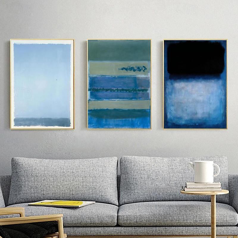 Handpainted Sky Blue Mark Rothko Canvas Painting Abstract Art Decor Modern Wall Art Contemporary Painting Home Decor Gift Stretched Frame Ready to Hang2