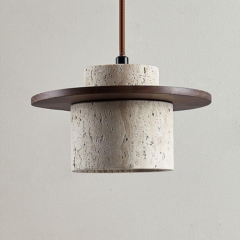 Natural Stone Shade Pendant Light Japanese Wabi Sabi Hanging Lamp with E27 Base Bedside Restaurant Kitchen Aisle Bar Club Suspension Lamp
