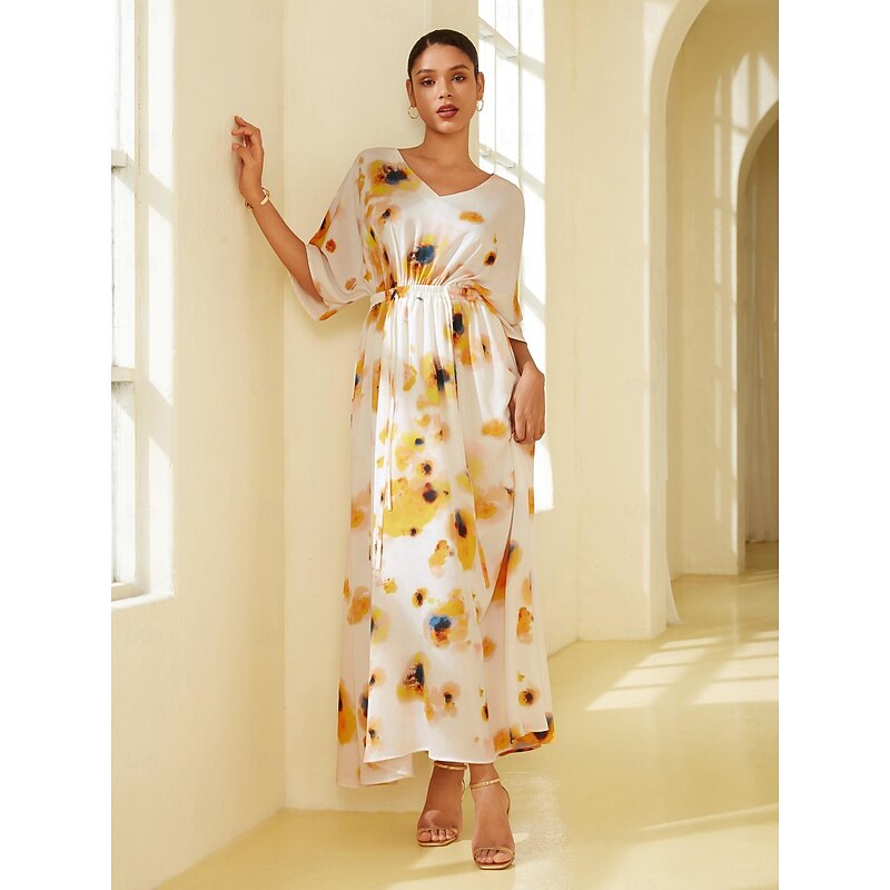Satin Loose Floral Print Maxi Dress4