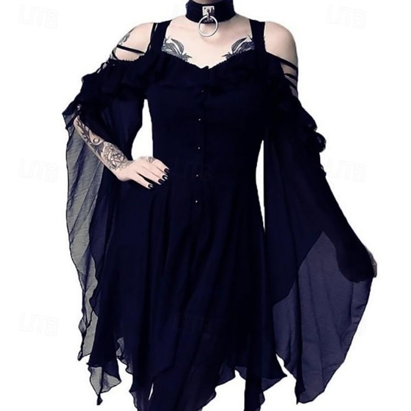 Retro Vintage Punk & Gothic Medieval Dress Masquerade Witch Fancy Dress Women's Walpurgis Night Halloween Carnival Masquerade Halloween Event / Party Adults' Dress3