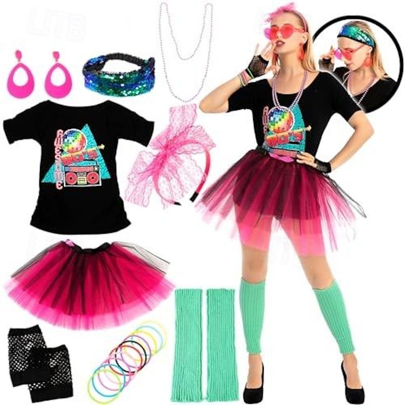 Retro Vintage Disco 1980s Outfits Accessories 80's Party Girl Fancy Dress Women's Carnival Costume Halloween Carnival Masquerade Party / Evening Bachelorette Party Pride Parade Adults' Bag Costume3