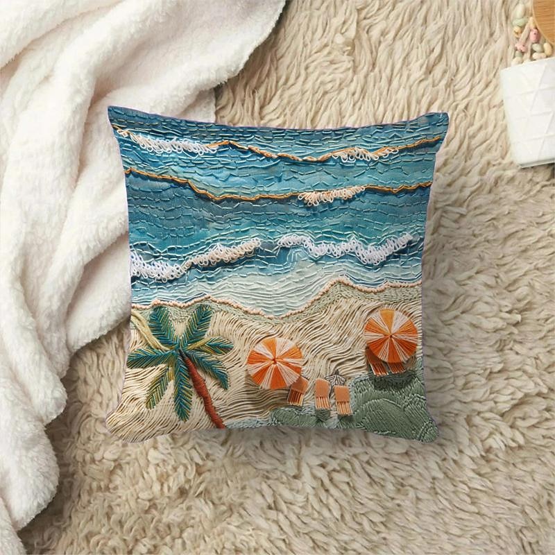 Ocean Beach Sunset Velvet Pillow Cover 16/18/20 Inch