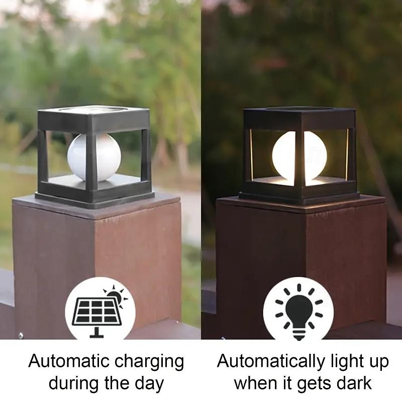 Solar Column Head Lamp Outdoor Waterproof Fence Light Solar Post Lights Garden Step Lawn Garden Landscape Decoration Lighting4