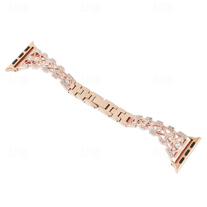 Jewelry Bracelet Compatible with Apple Watch band 38mm 40mm 41mm 42mm 44mm 45mm 49mm Bling Diamond Adjustable Breathable Stainless Steel Rhinestone Strap Replacement Wristband for iwatch Ultra 24