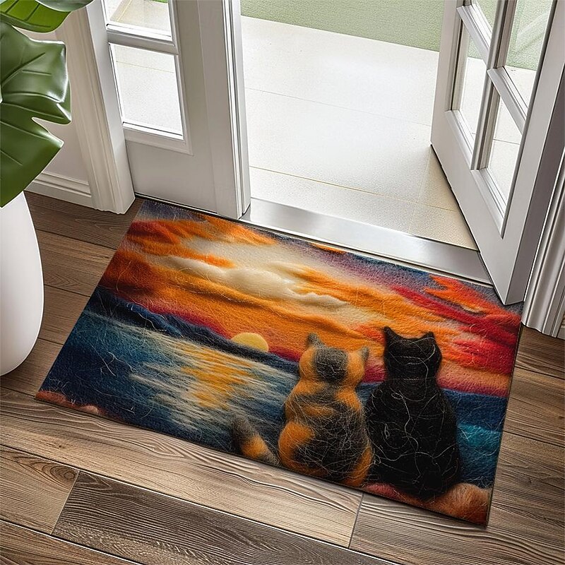 Kitty Fur Doormat Kitchen Mat Floor Mat Non-Slip Area Rug Oil Proof Rug Indoor Outdoor Mat Bedroom Decor Bathroom Mat Entrance Rug2