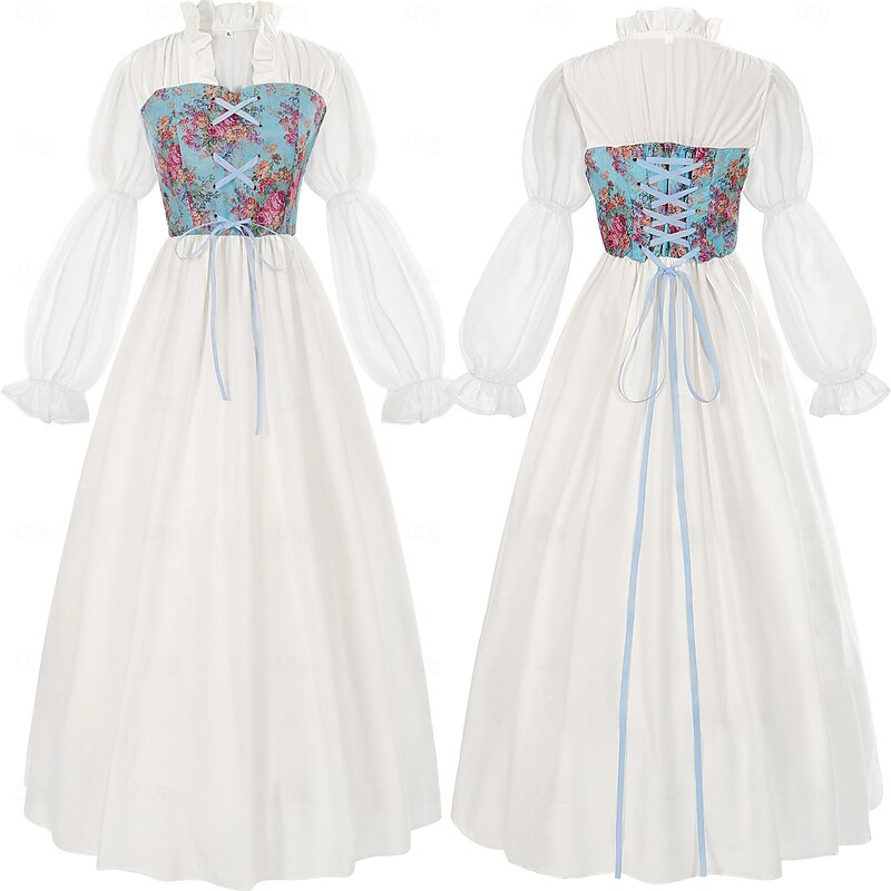 Retro Vintage Medieval Renaissance Dress Masquerade Princess Outlander Fancy Dress Women's Celtic Fantasy Halloween Carnival Masquerade Party / Evening Adults' Dress2