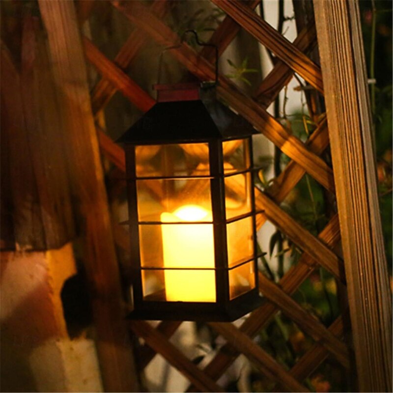 Vintage Solar Lantern - Flickering LED Hanging Pathway Light, Solar Powered Metal Outdoor Lantern for Garden, Patio, Courtyard Decor2
