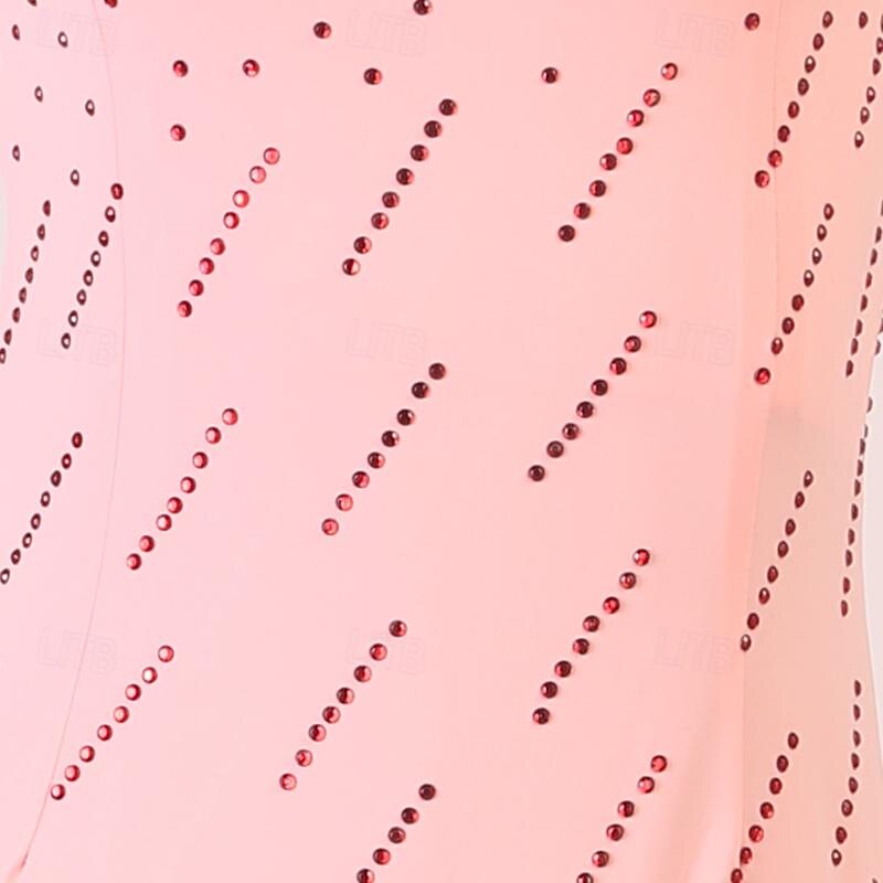 Figure Skating Dress Women's Girls' Ice Skating Dress Pink Patchwork Mesh Spandex High Elasticity Training Practice Professional Skating Wear Classic Crystal / Rhinestone Sleeveless Ice Skating4