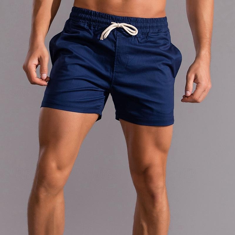 Men's Athletic Shorts Shorts Summer Shorts Work Shorts Pocket Drawstring Elastic Waist Plain Comfort Breathable Short Outdoor Sports Classic Casual White Pink2