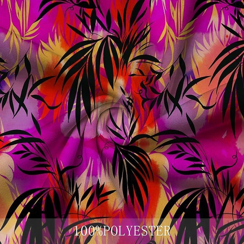 Kentucky Derby Men's Palm Tree Hawaiian Polo Shirts Golf Shirt Short Sleeve Polo Shirts Collared Shirts Beach Wear Vacation Wear Tropical Wear Party Outfits Buttons 3D Print Spring & Summer Pink Blue3