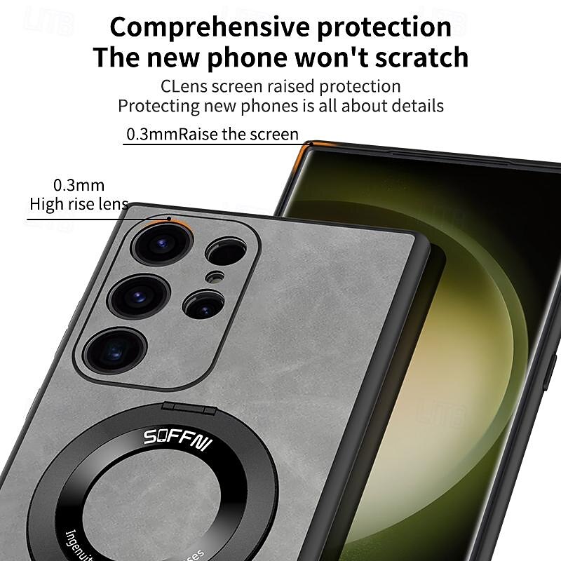 Phone Case For Samsung Galaxy S25 S24 S23 S22 S21 Ultra Plus A55 5G A14 A34 A54 A24 Back Cover with Stand Holder Support Wireless Charging Shockproof TPU PU Leather2