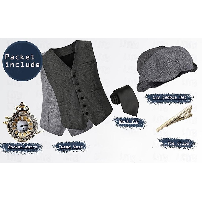 Retro Vintage Roaring 20s 1920s Outfits Vest Waistcoat The Great Gatsby Gentleman Vintage Fancy Dress Men's Halloween Carnival Masquerade Performance Bachelorette Party Festival Adults' Vest More4