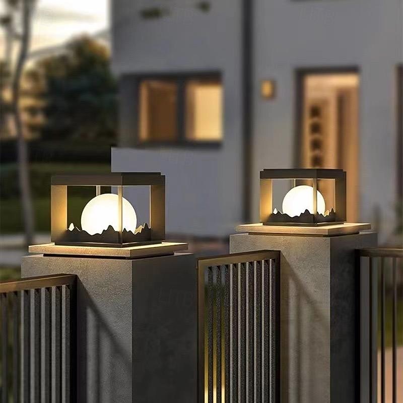 Outdoor Post Light IP65 Waterproof Pillar Post Lantern 30/40cm Luxury Post Lantern with Pillar Mount Base, Modern European PC Post Lighting, Outdoor LED Column Lights for Garden Yard2