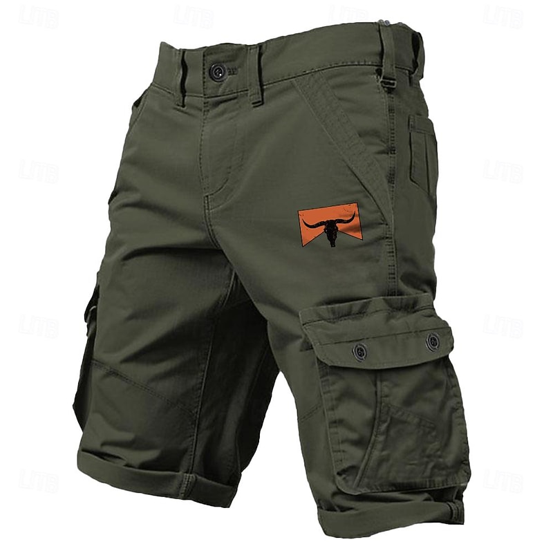 Men's Cargo Shorts Multi-Pockets Cowboy Printed Outdoor Short Sports Classic Micro-elastic Cargo3