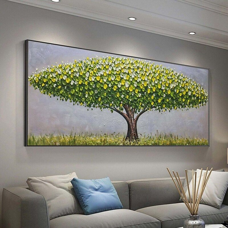 Handmade Oil Painting Canvas Wall Art Decoration Modern Abstract 3D Palette Knife Green Money Tree  for Home Decor Rolled Frameless Unstretched Painting3