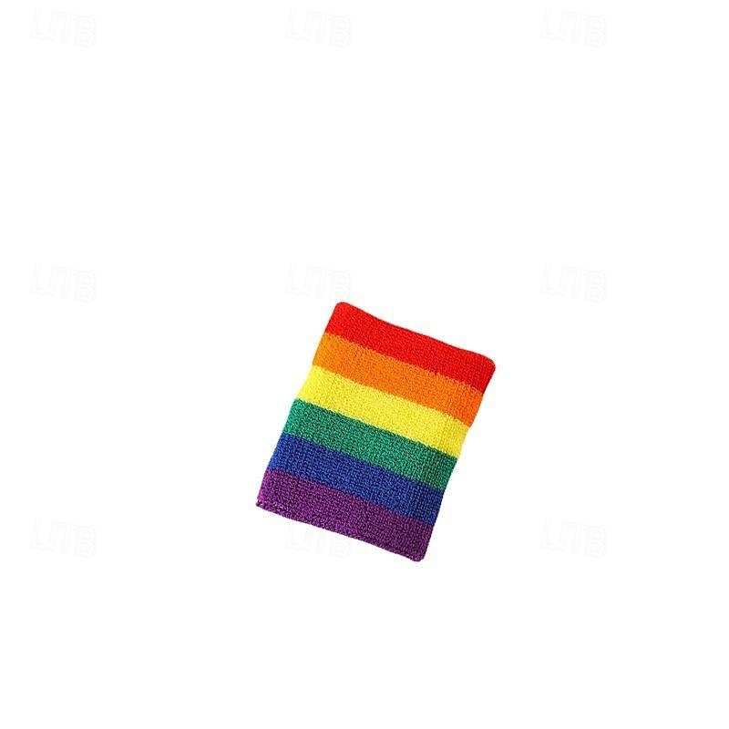 Rainbow Halloween Sweat-Absorbent Headband Wrist Support LGBT LGBTQ Gay Lesbian Adults' Men's Women's Masquerade Pride Parade Pride Month Easy Halloween Costumes Dress Up4