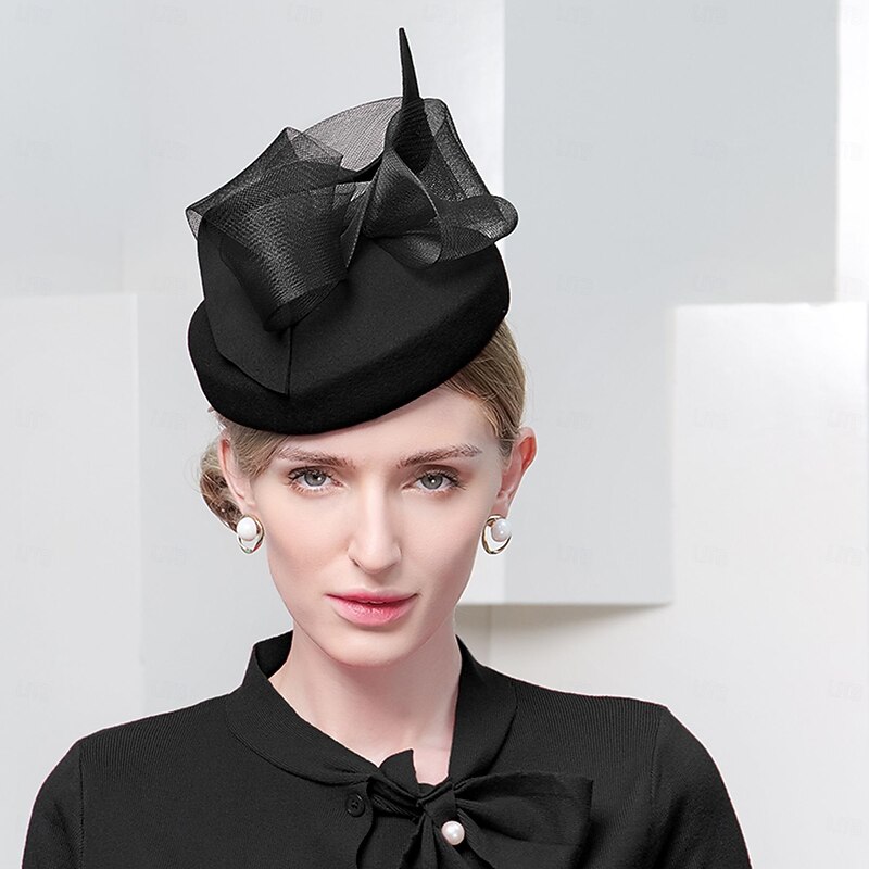 Hats Headwear 100% Wool Fedora Hat Top Hat Wedding Cocktail Wedding British With Pure Color Tulle Headpiece Headwear2