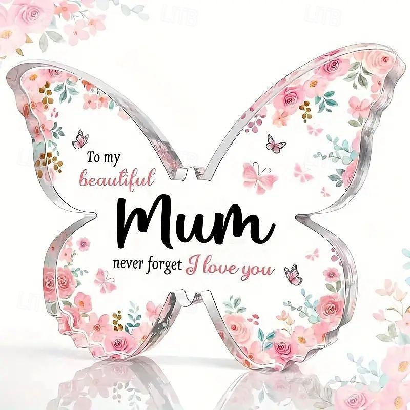 Butterfly Plaque Gifts For Mum Best Mum Birthday Gifts Christmas Or Mothers Day Gift For Mum Beautiful Butterfly-shaped Acrylic Plaque Thoughtful Mum Gifts From Daughter Son - To My Beautiful Mum For Home Room Living Room Office Decor