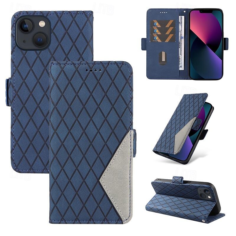 Phone Case For iPhone 16 15 14 Pro Max Plus 13 12 11 Pro Max Mini Wallet Case Magnetic Full Body Protective Kickstand Geometric Pattern TPU PU Leather