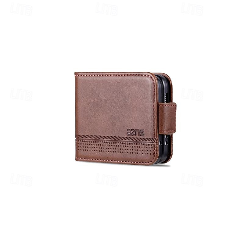 Phone Case For Samsung Galaxy Z Flip 7 Z Flip 6 Z Flip 5 Z Flip 4 Z Flip 3 Flip Cover Full Body Protective Card Slot Shockproof Retro PC PU Leather3