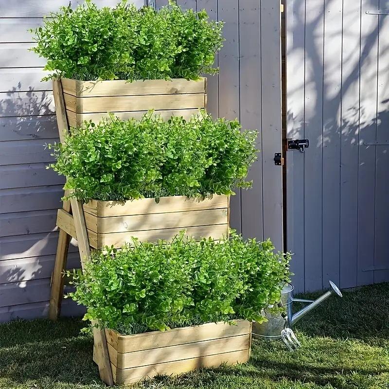 10 Branches Outdoor Artificial Plants 7-Stem Eucalyptus and Money Leaf Bouquet: Artificial Greenery for Wall Decoration, Wedding, Garden Landscaping, and Event Backdrops3