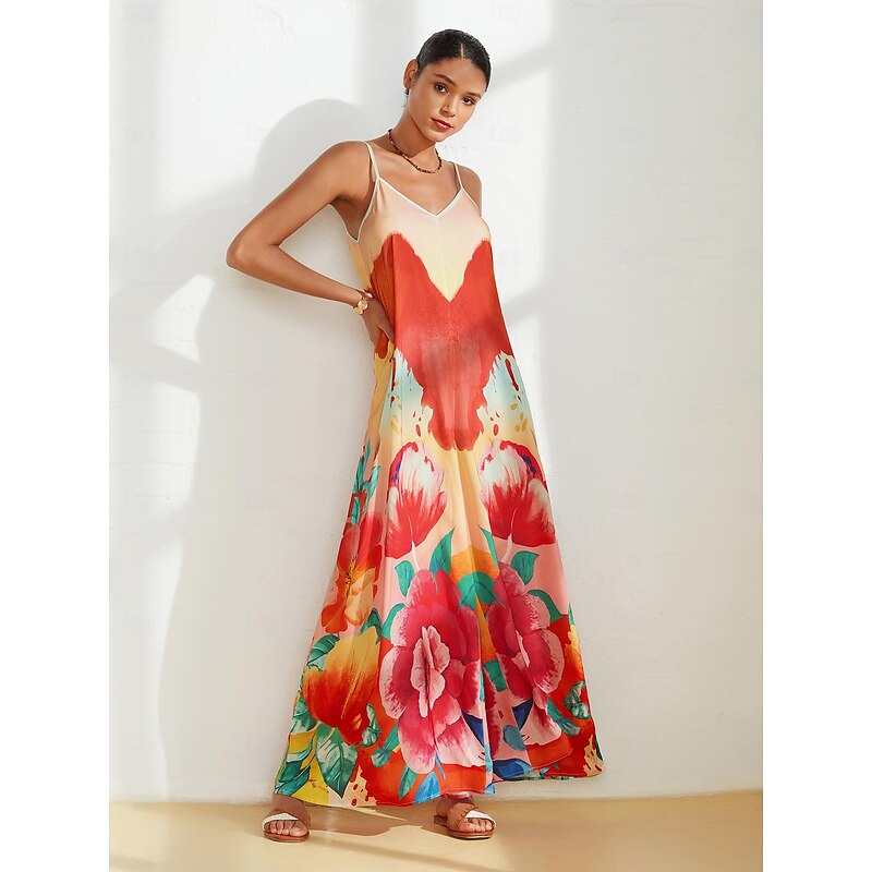 Satin Floral Print Wide Legged Jumpsuit - Main Image