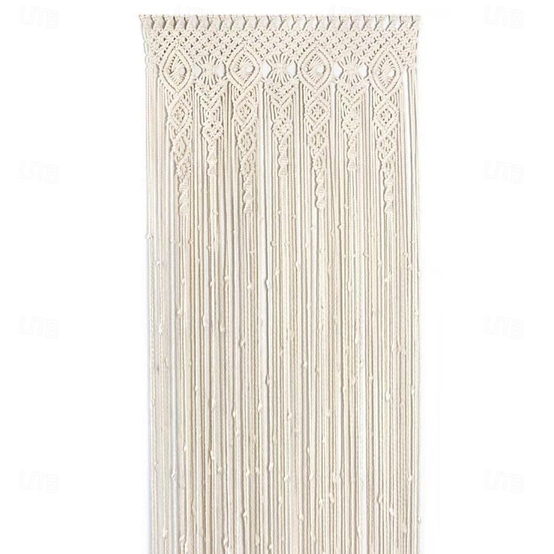 Macrame Hanging Curtain Decor Boho Long Hanging Fringe Chic Door Divider Curtains Handmade Crochet Tapestries Drapes Decorations for Living Room Windows Dorm Apartment Baby Shower Party3