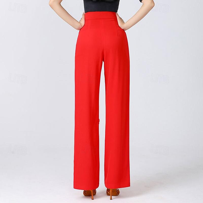 Latin Dance Ballroom Dance Pants Sashes / Ribbons Pure Color Splicing Women's Performance Training High Polyester4